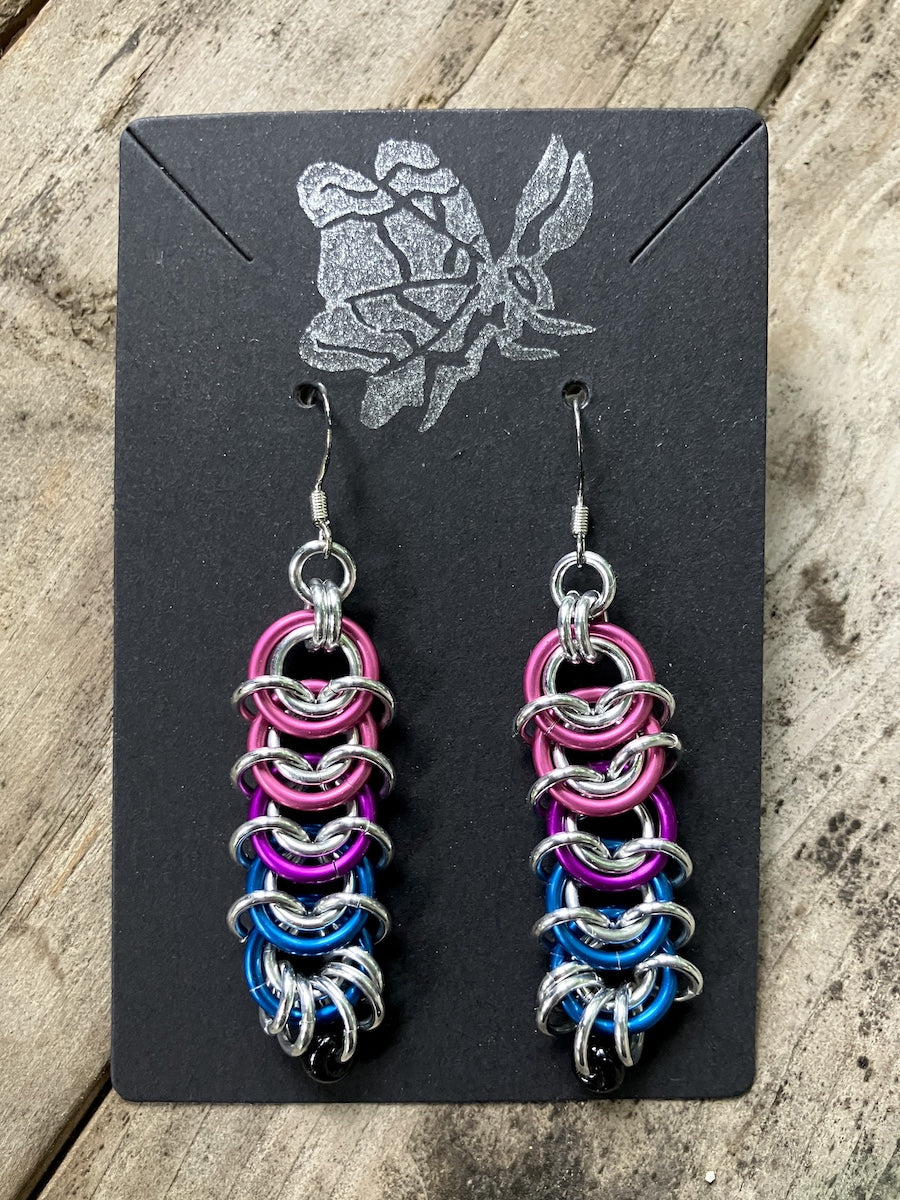Bisexual Pride Chainmail Earrings