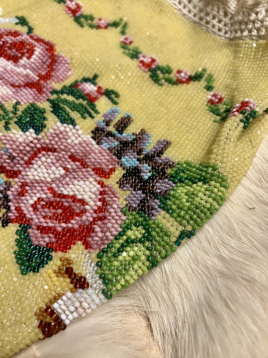 Antique Beaded Drawstring Bag