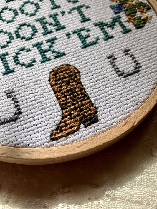 Wear Boots, Don't Lick 'Em Cross Stitch