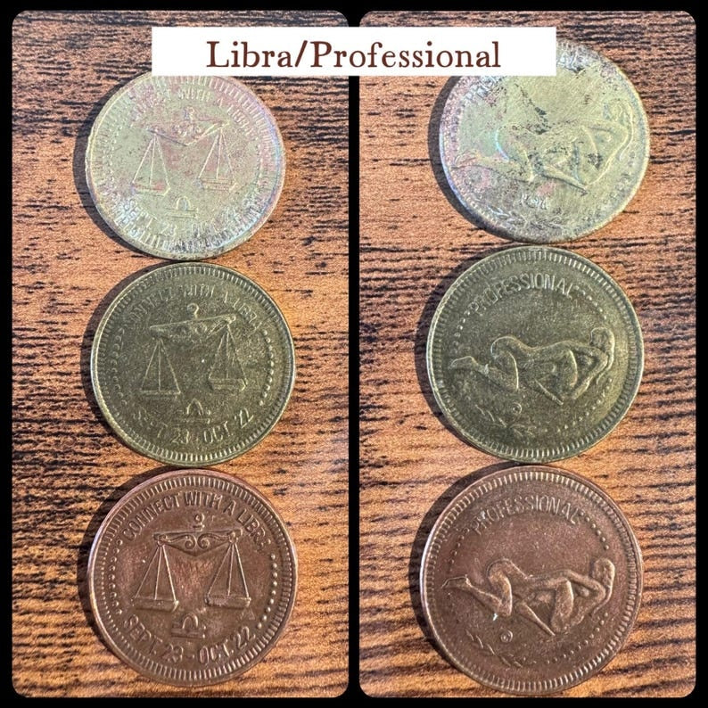 Dirty Coin Necklaces || Astrological Vintage Sex Coins Peep Show