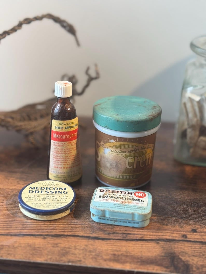 Lot of 4 Antique/Vintage First Aid Bottles