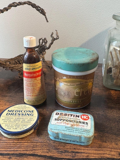 Lot of 4 Antique/Vintage First Aid Bottles