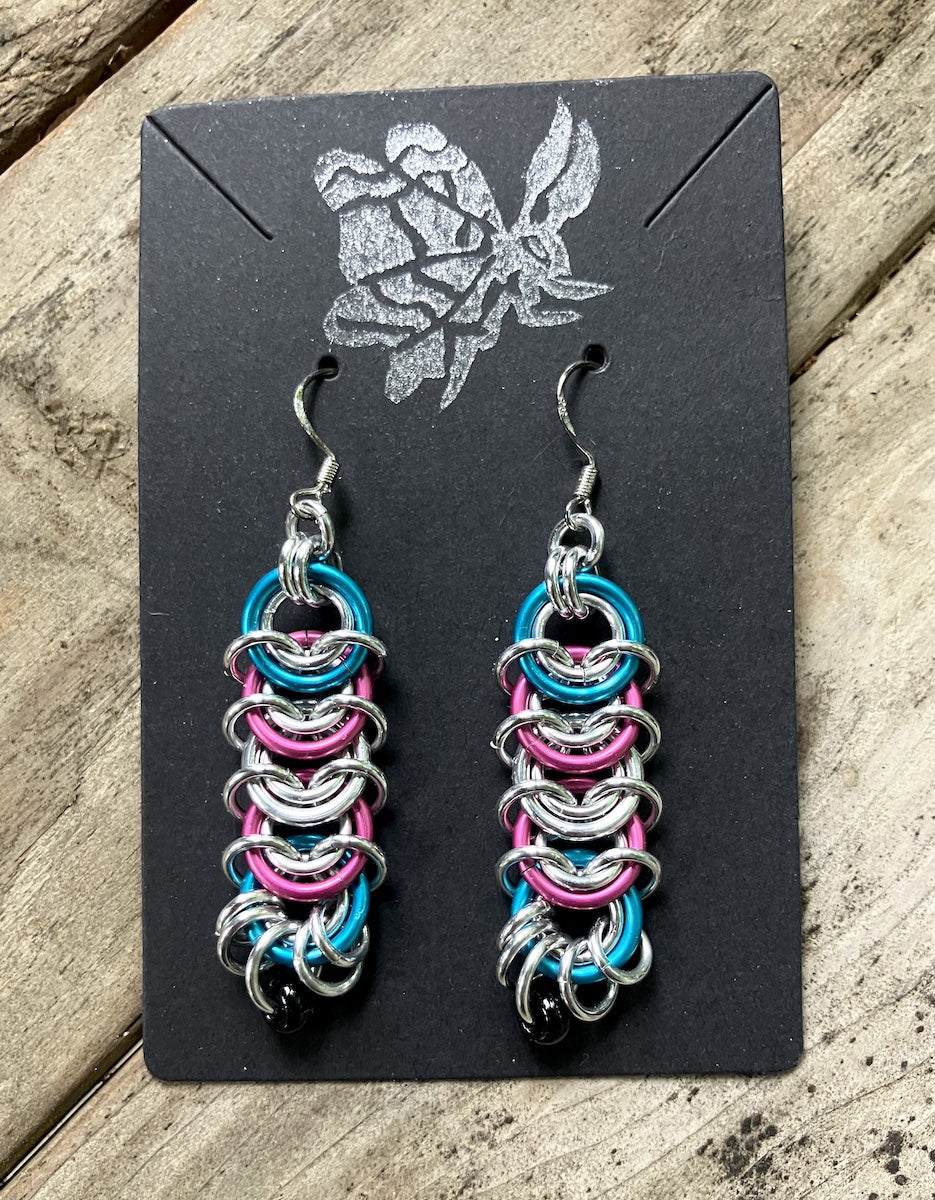 Trans Pride Chainmail Earrings