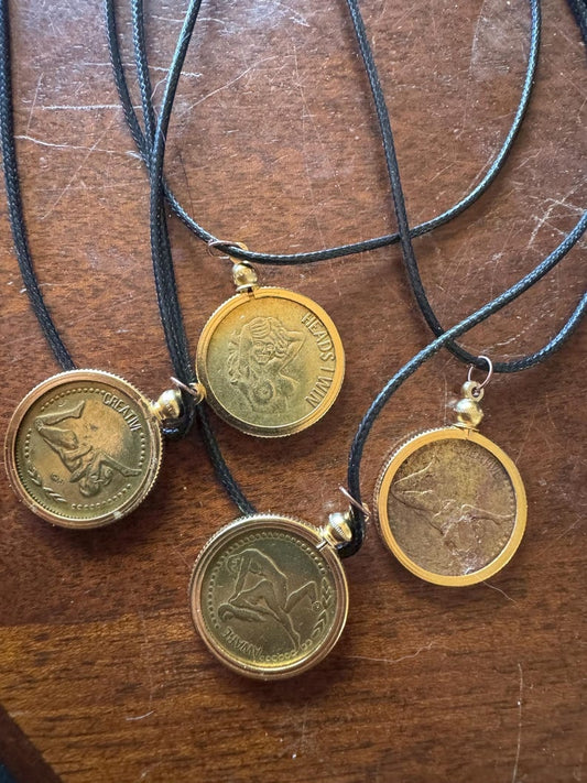 Dirty Coin Necklaces || Astrological Vintage Sex Coins Peep Show
