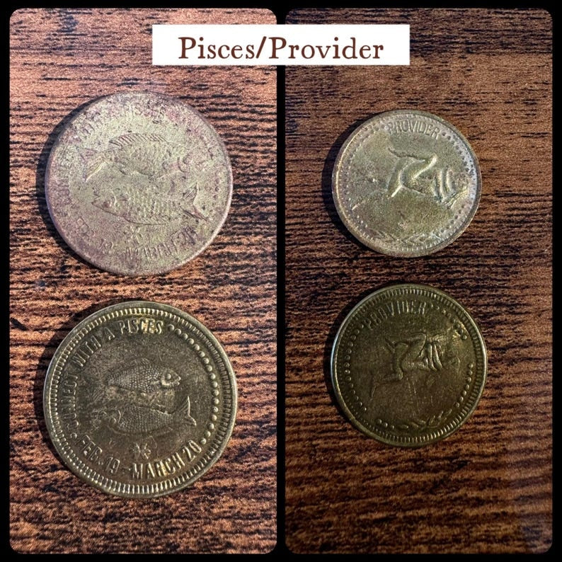 Dirty Coin Necklaces || Astrological Vintage Sex Coins Peep Show