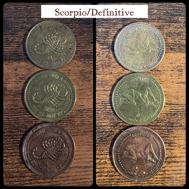 Dirty Coin Necklaces || Astrological Vintage Sex Coins Peep Show