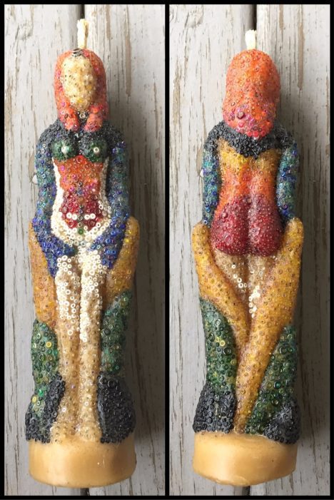 Beaded Beeswax Goddess Candle