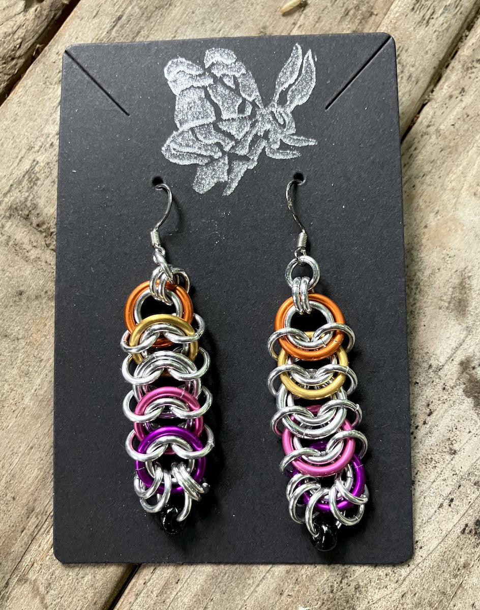 Lesbian Pride Chainmail Earrings