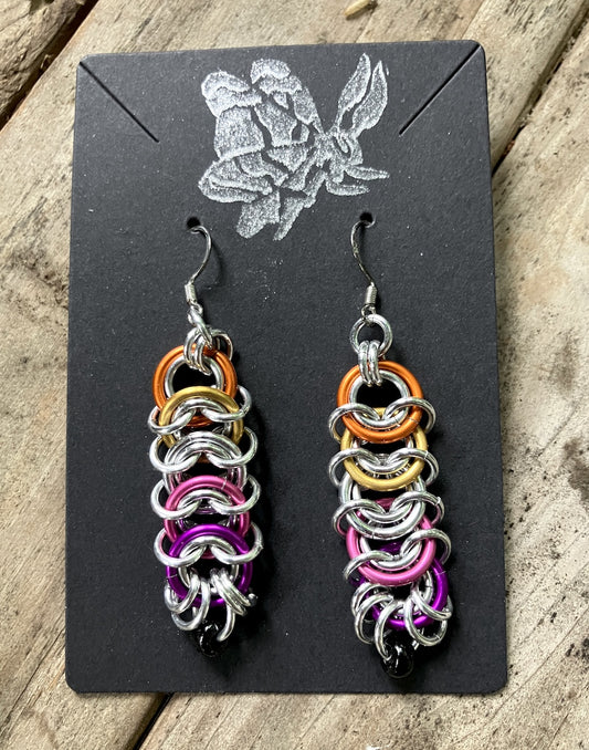 Lesbian Pride Chainmail Earrings
